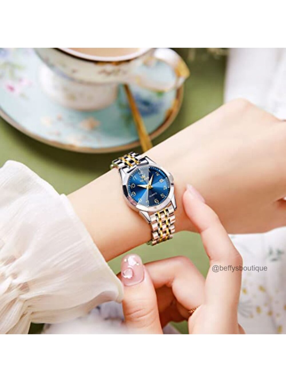 OLEVS Womens Dress Watch Diamond Analog Quartz Stainless Steel Waterproof
